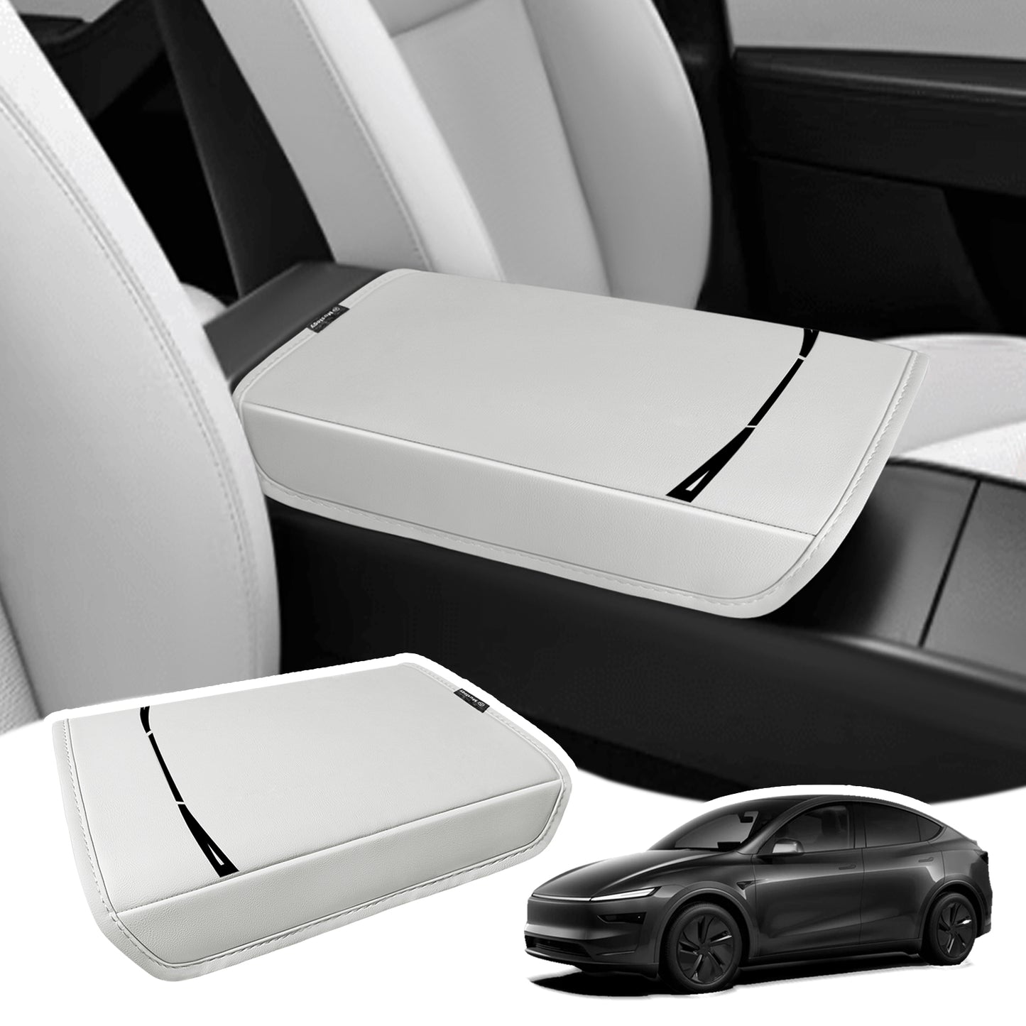 Muslogy Center Console Armrest Cover Compatible with Tesla Model Y Refresh 2026 Comfort Armrest Pad Arm Rest Cushion Vegan Leather Protector Regular Thick (25+ |Juniper|, Regular)