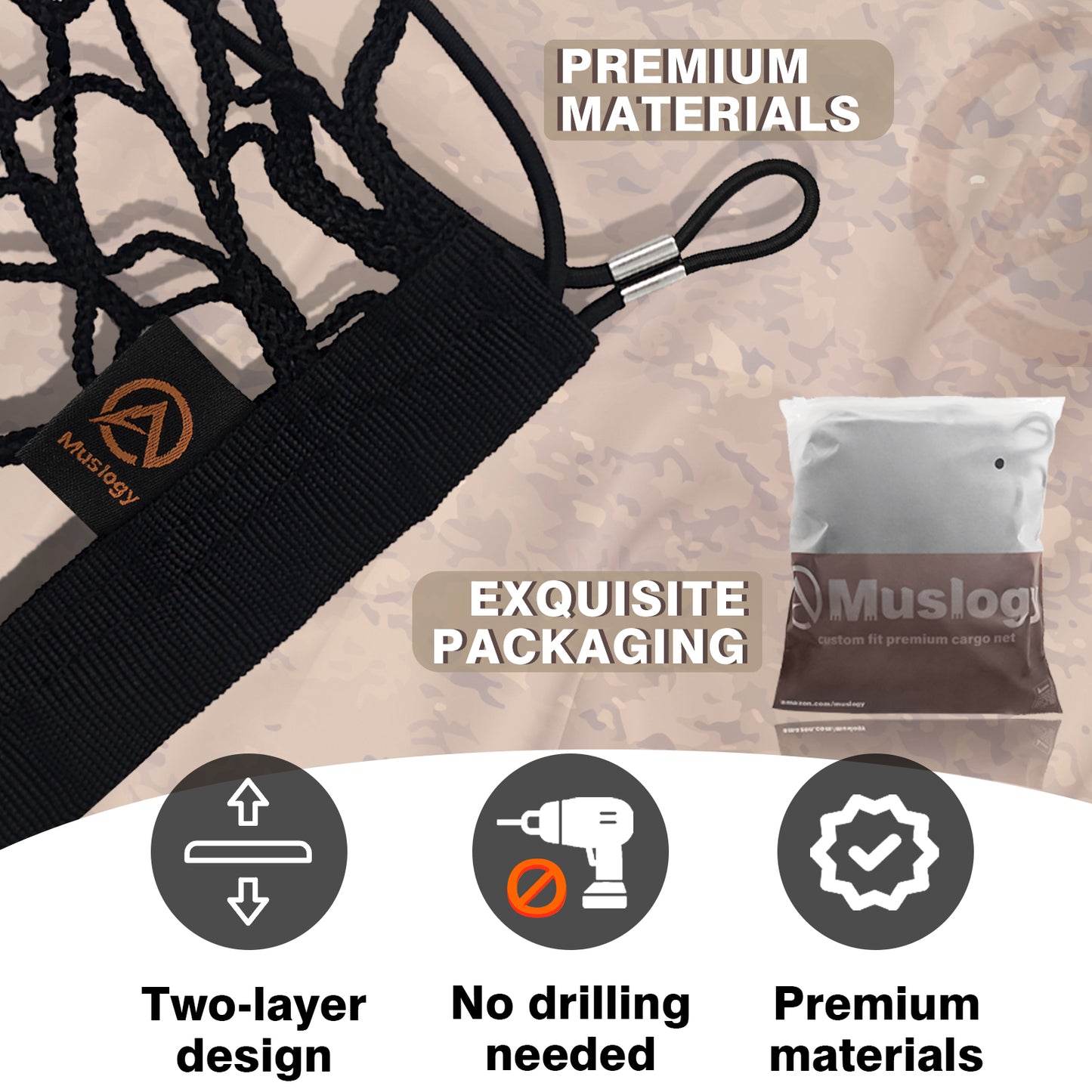 Muslogy Envelope Style Trunk Cargo Net Compatible with 2020-2024 2025 Kia Telluride Accessories Custom Fit Trunk Organizer Upgraded Mesh Storage Luggage Net with Metal Hooks