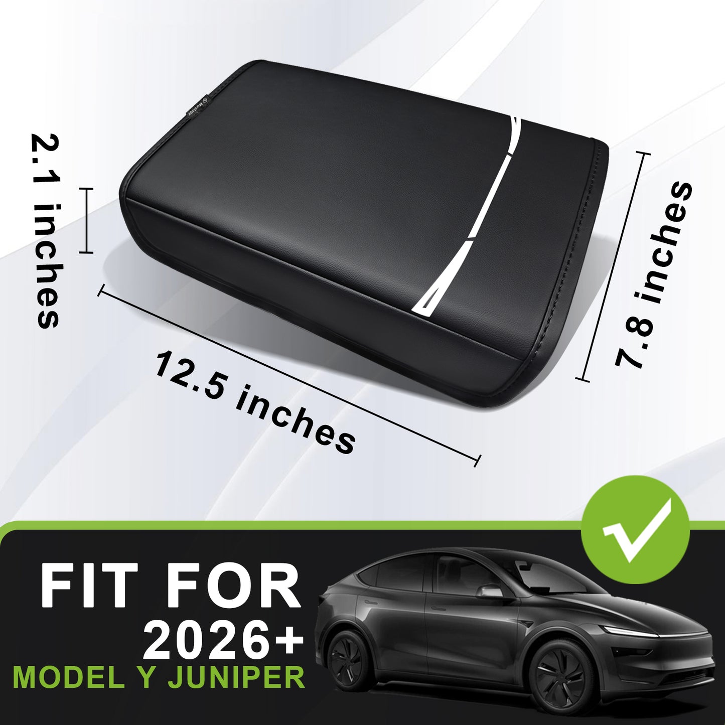 Muslogy Center Console Armrest Cover Compatible with Tesla Model Y Refresh 2026 Comfort Armrest Pad Arm Rest Cushion Vegan Leather Protector Regular Thick (25+ |Juniper|, Regular)