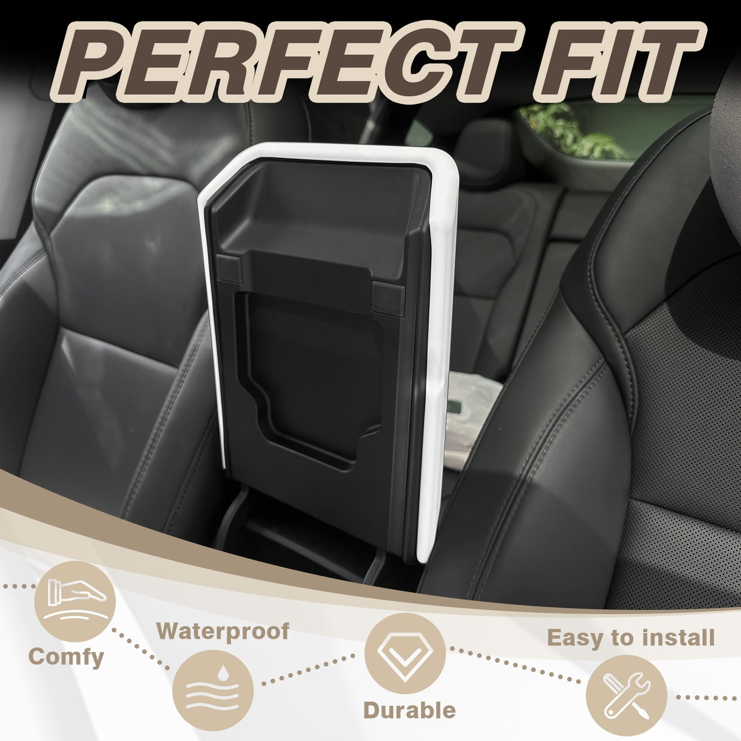 TPE Armrest Pad Cover+Silicone Charger Mat for New Model Y Juniper from Muslogy