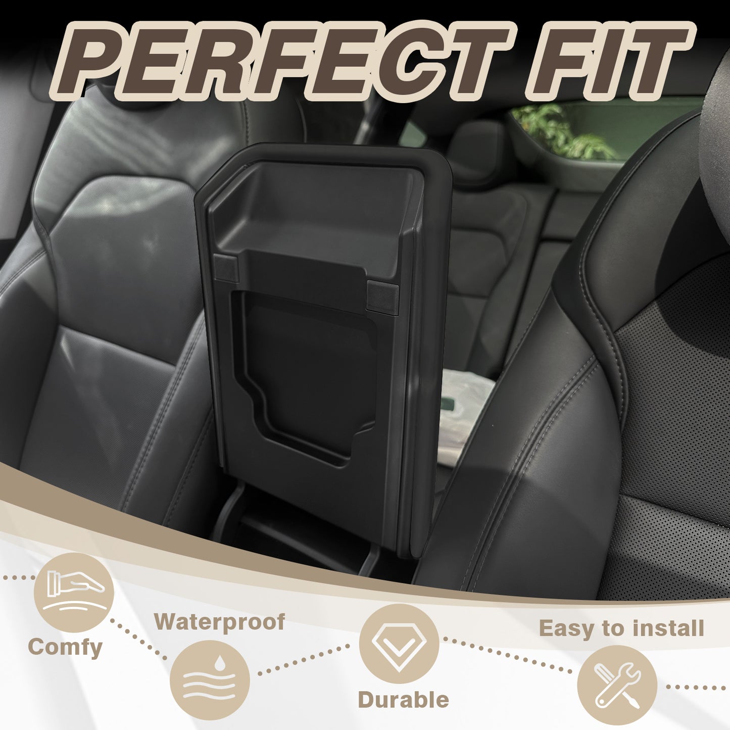 TPE Armrest Pad Cover+Silicone Charger Mat for New Model Y Juniper from Muslogy