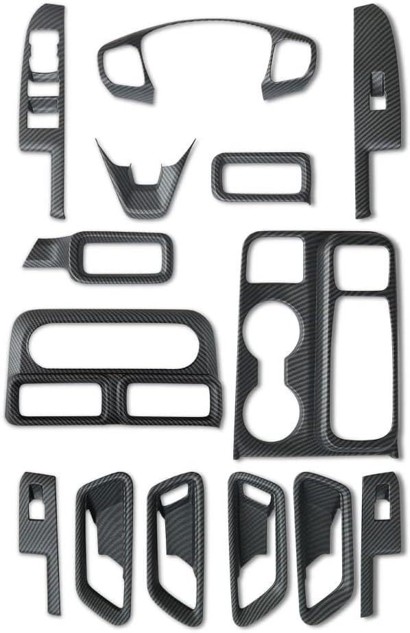 Muslogy for Maverick Set 14 Pcs Interior Decoration Trim Kit Overlays Steering Wheel Center Console Vent Window Switch Inner Door Cover Compatible with Ford Maverick 2022-2024 2025(Matt Carbon Fiber)