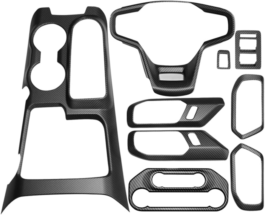 Muslogy Compatible with Ford Bronco 2023 2024 4Door Set of 9 Interior Modification Covers Gear Shift Panel Trim Inner Door Handle Bowl Steering Wheel Cover for Bronco 2021-2024 (Matt Carbon Fiber)