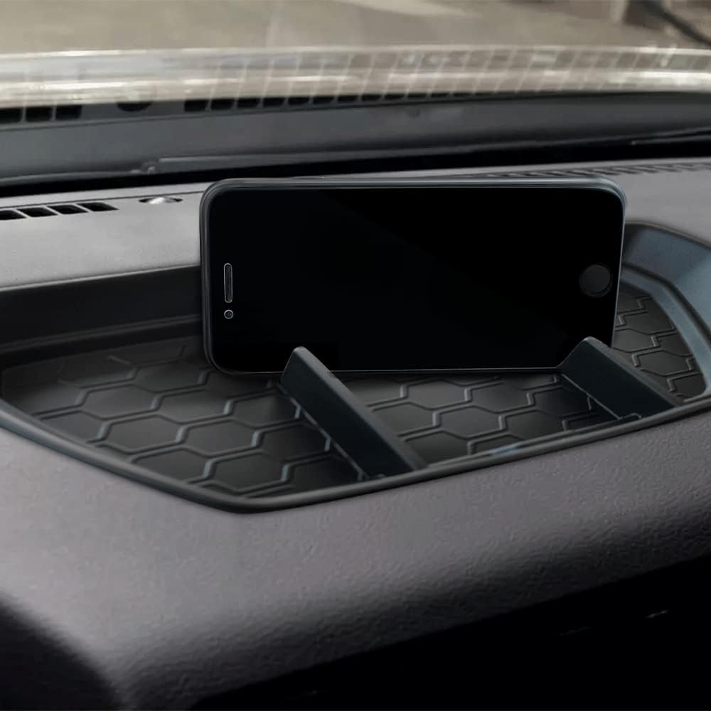 Muslogy Compatible with Nissan Frontier 2024 2023 2022 Accessories Dashboard Insert Tray Storage Box Phone Holder Non-Slide Silicone Rubber Interior Organizer (Won't Fit 2025 Frontier)