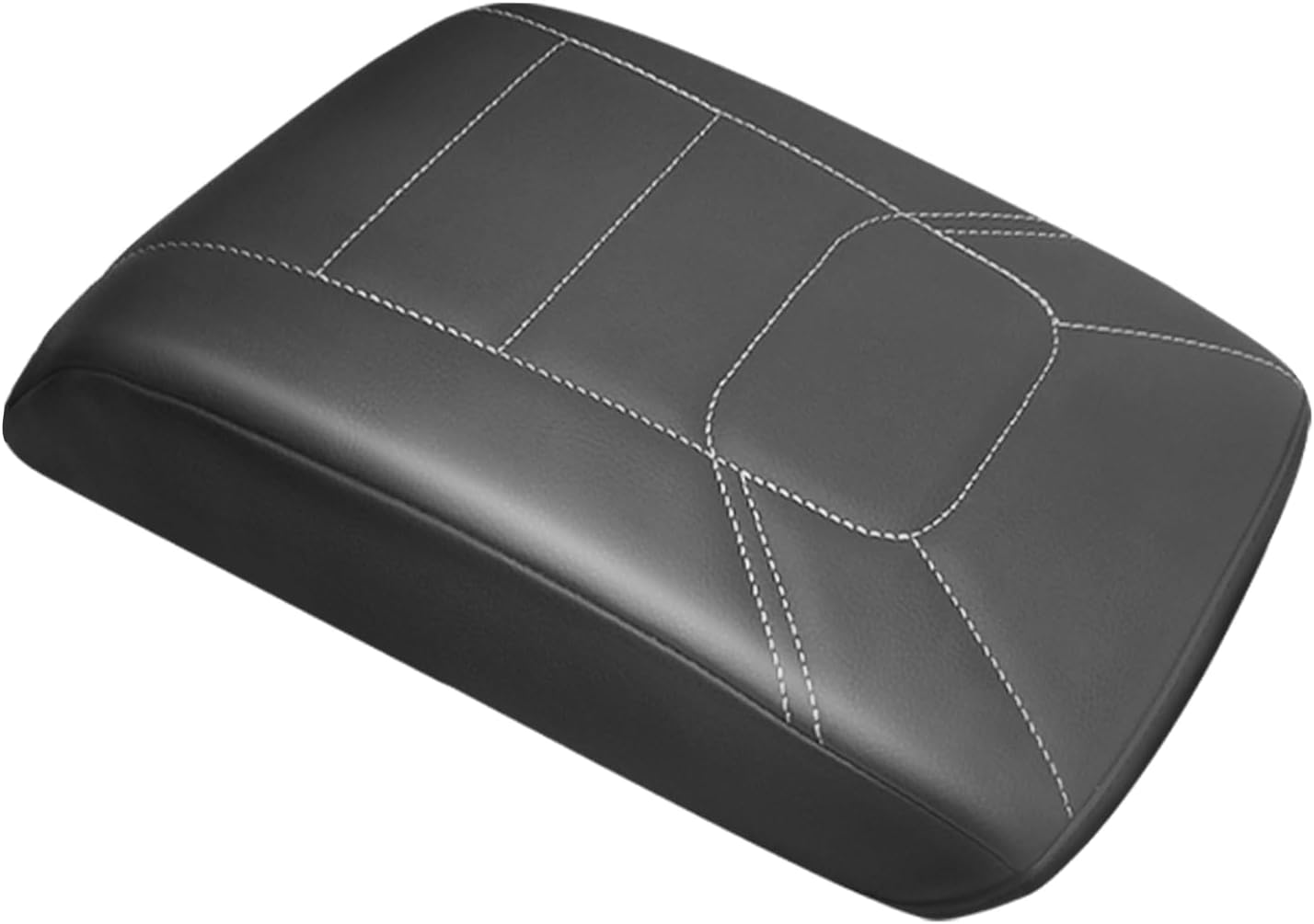 Muslogy Armrest Pad Center Console Cover Compatible with Mazda CX-5 2025 2024 2023-2017 CX5 Accessories Middle Console Cover Cushion Vegan Leather Armrest Lid Protector (Black/Whtie Stitching)