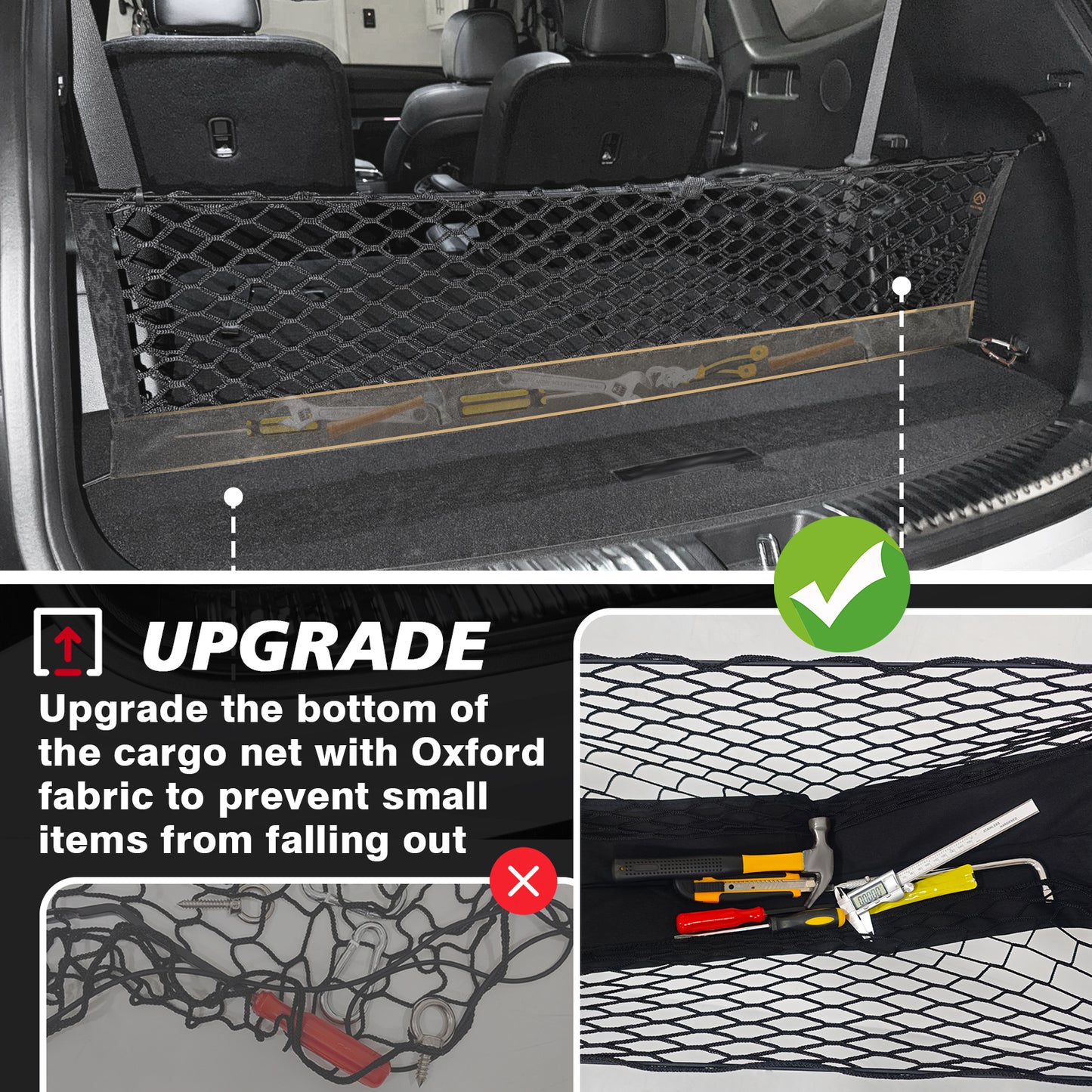 Muslogy Envelope Style Trunk Cargo Net Compatible with 2020-2024 2025 Kia Telluride Accessories Custom Fit Trunk Organizer Upgraded Mesh Storage Luggage Net with Metal Hooks