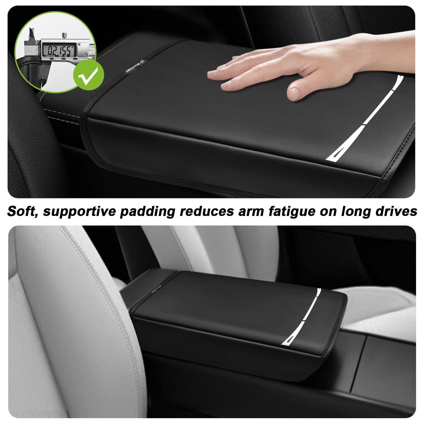 Muslogy Center Console Armrest Cover Compatible with Tesla Model Y Refresh 2026 Comfort Armrest Pad Arm Rest Cushion Vegan Leather Protector Regular Thick (25+ |Juniper|, Regular)