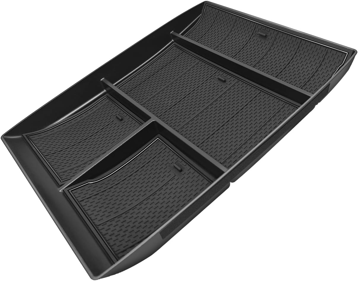 Muslogy Lower Center Console Organizer Compatible with 2024 2025 GMC Acadia & Chevy Traverse Accessories Interior Storage Divider Bottom Insert Tray with Anti-Slip Mats