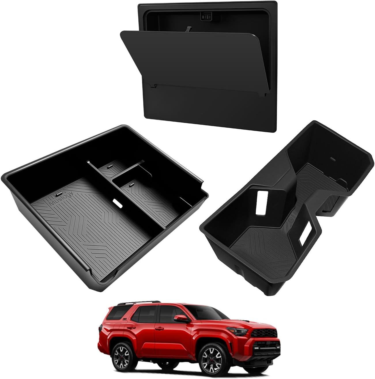 Muslogy Center Console Hidden Storage Box Compatible with 2025 2026 Toyota 4Runner Accessories Armrest Privacy Hidden Design Middle Console Secret Organizer Compartment ABS Material Large Opening