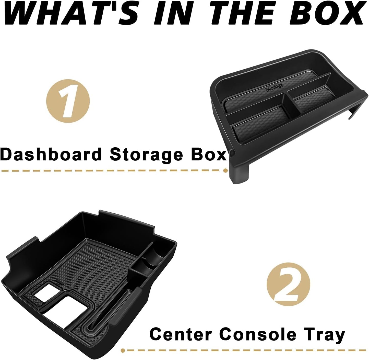 Muslogy Center Console Organizers Compatible with 2020-2025 Toyota Corolla & 2022-2025 Corolla Cross Accessories Dashboard Insert Behind 8-inch Screen & Middle Console Tray 2PCS (Not for 2026 Model)