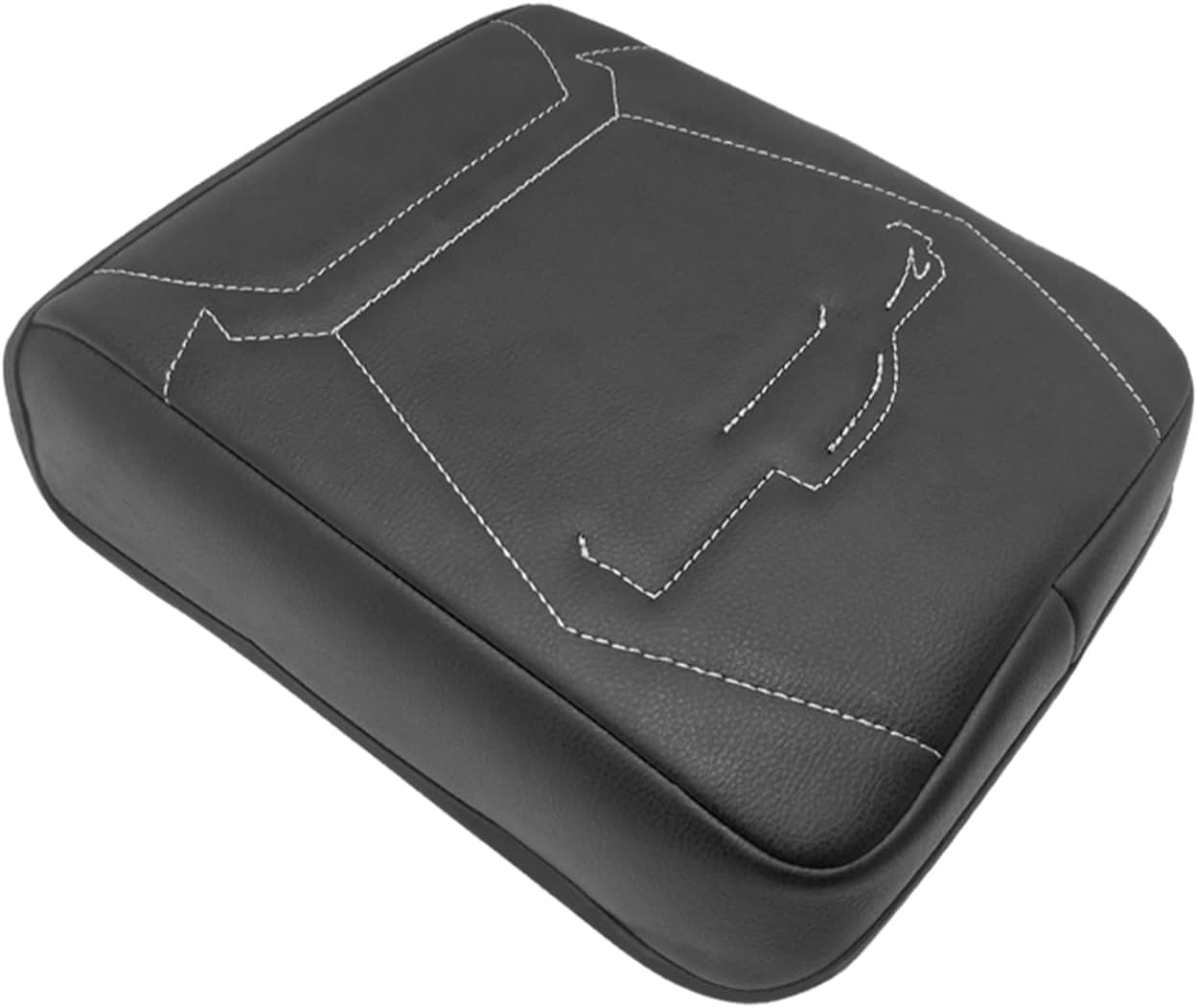 Muslogy Center Console Armrest Cover Compatible with 2024 Toyota Tacoma 2025+ 4Runner Accessories Armrest Lid Protector Vegan Leather Cushion Regular Thick(Black/Gray Stitching)