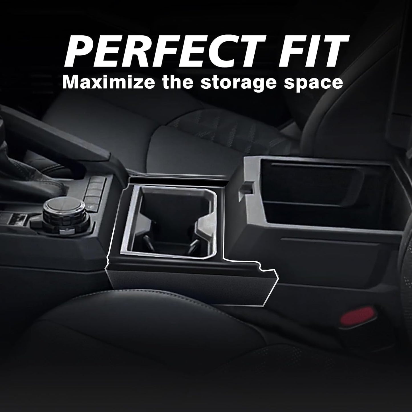Muslogy Center Console Organizer Compatible with 2024 2025 Toyota Tacoma 4th Gen Accessories Interior Storage Box Insert Tray Phone Pocket(Console Organizer+Hanging Storage Box)