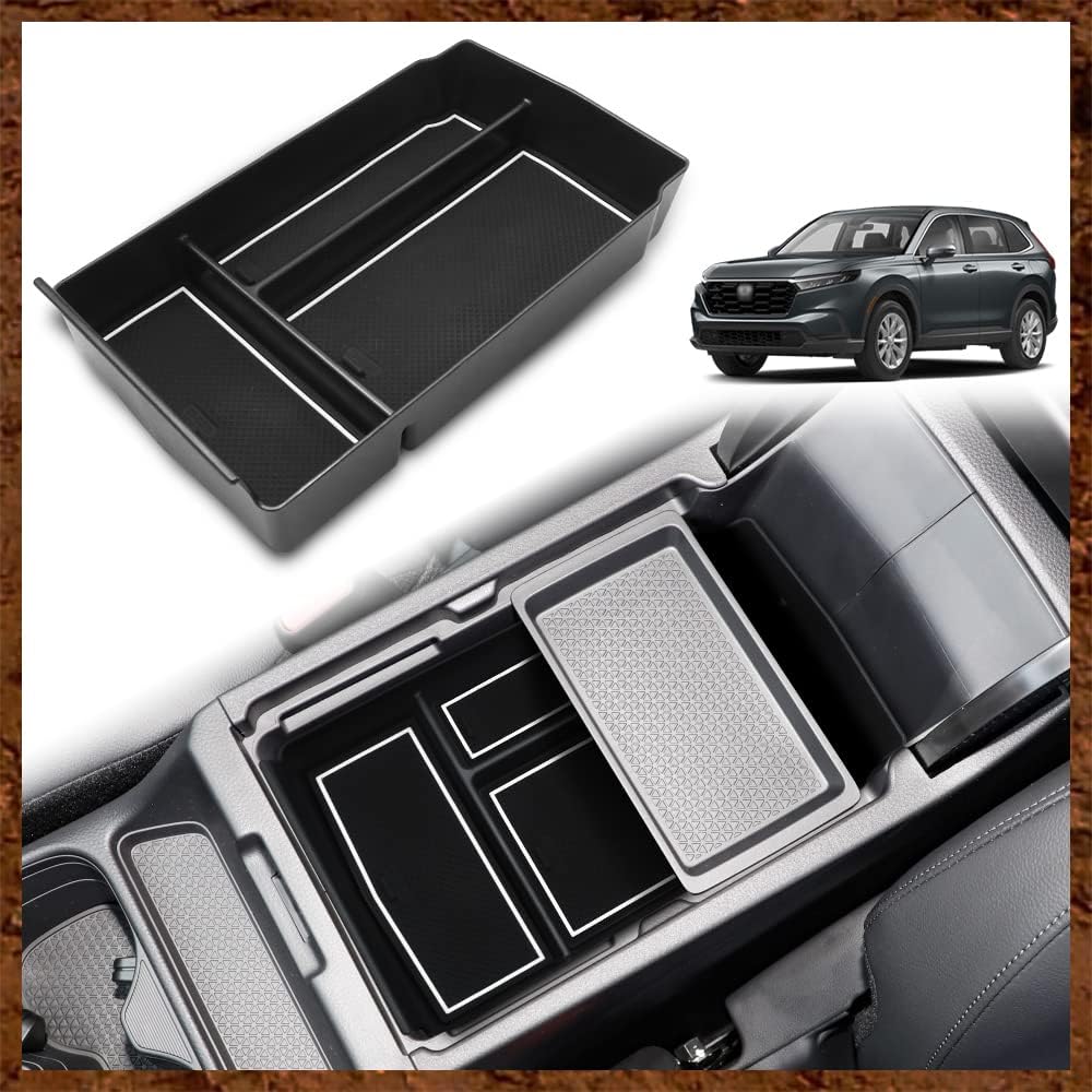 Muslogy Center Console Organizer with Coin Holder Compatible with Honda CRV & CRV Hybrid 2023 2024 2025 LX EX Sport EX-L Sport Touring Hybrid Accessories (Black)