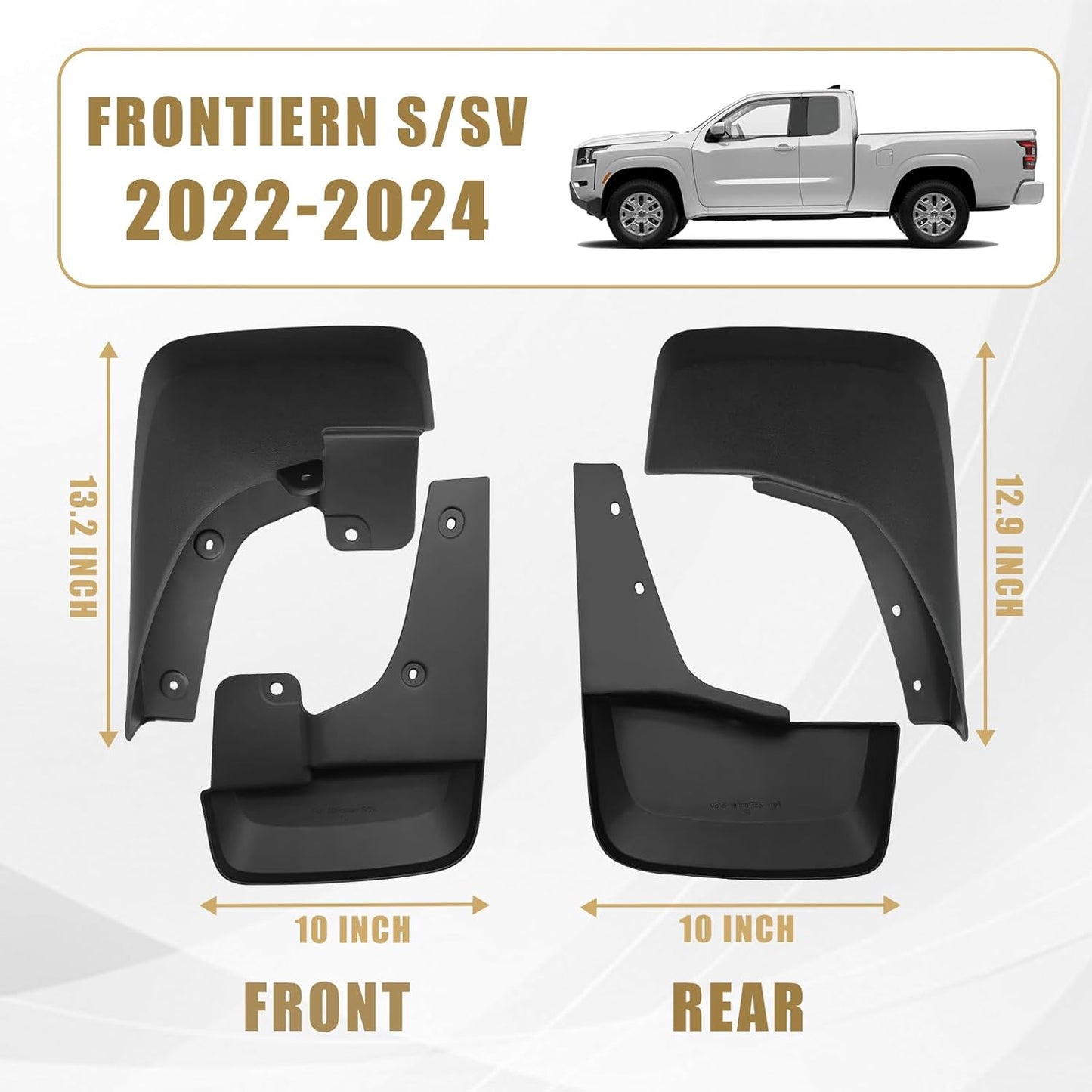 Muslogy for Frontier 2025 2024 2023 2022 Accessories Mud Flaps Splash Guards Mudguards 4PCS Front & Rear Splash Guard No Drilling Required Compatible with Nissan Frontier 2022-2025 (S/SV)