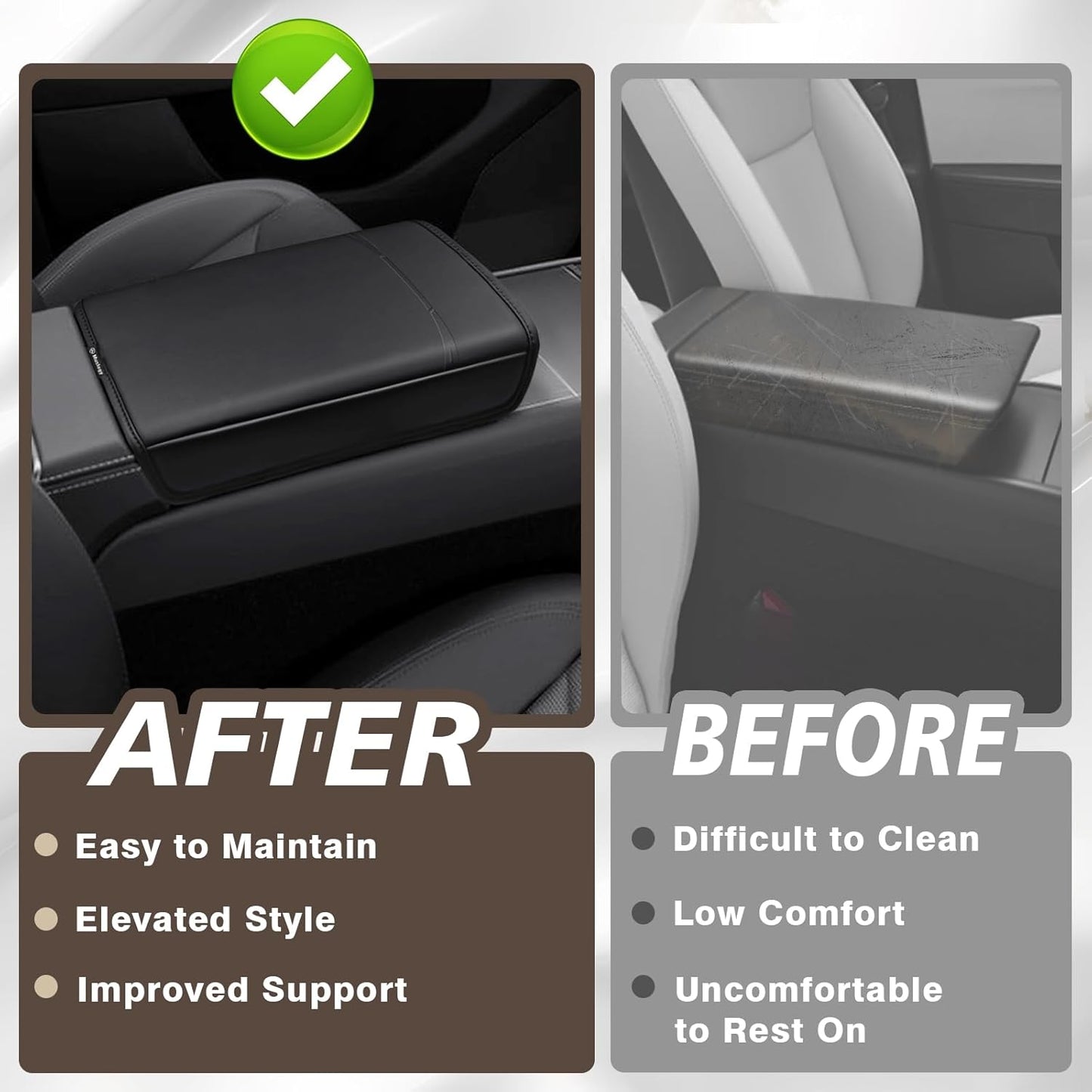 Muslogy Debossing Center Console Armrest Cover Compatible with Tesla Model Y Juniper 2026+