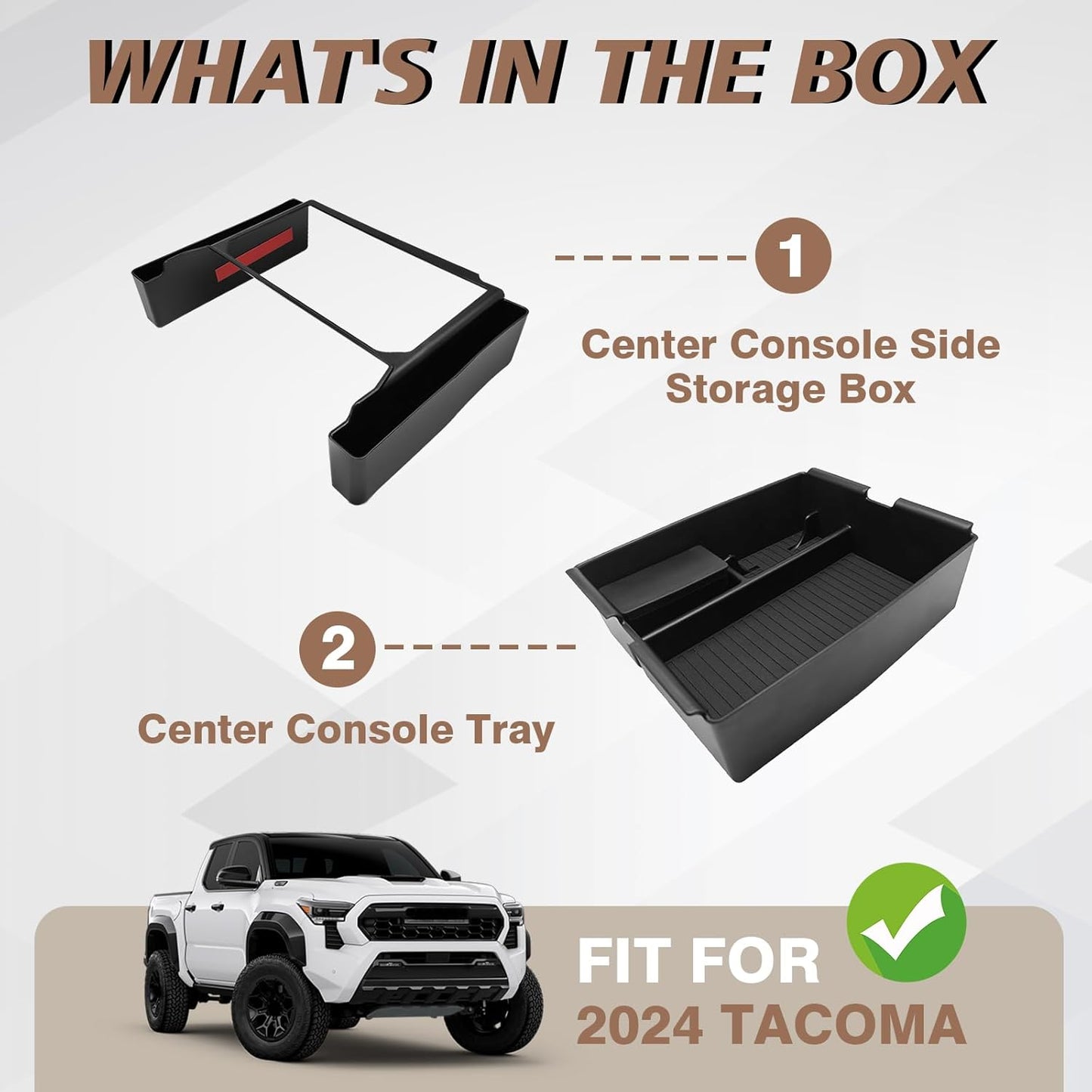 Muslogy Center Console Organizer Compatible with 2024 2025 Toyota Tacoma 4th Gen Accessories Interior Storage Box Insert Tray Phone Pocket(Console Organizer+Hanging Storage Box)
