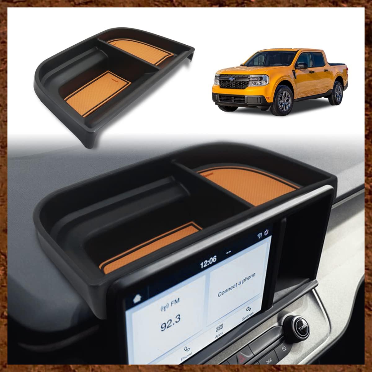 Muslogy Dashboard Storage Organizer Compatible with 2025 Ford Maverick Accessories Center Console Insert Tray with Magnetic Lid Hidden Panel Secret Compartment Fits 2025 Maverick Behind Screen