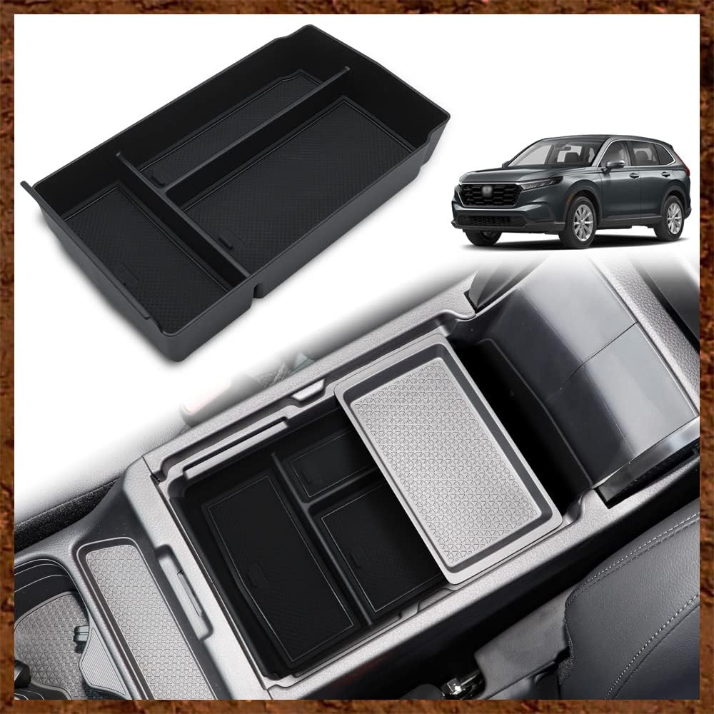 Muslogy Center Console Organizer with Coin Holder Compatible with Honda CRV & CRV Hybrid 2023 2024 2025 LX EX Sport EX-L Sport Touring Hybrid Accessories (Black)