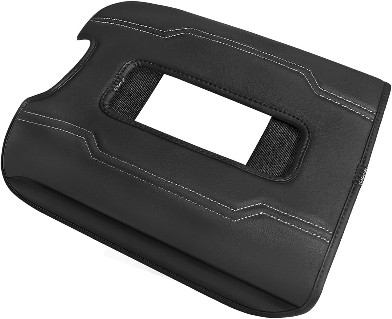 Muslogy Center Console Armrest Cover Compatible with Chevy Silverado & GMC Sierra 1500 2500 3500 2014-2018 Comfort Armrest Pad Arm Rest Cushion Vegan Leather Protector Regular Thick(Bucket Seat ONLY)