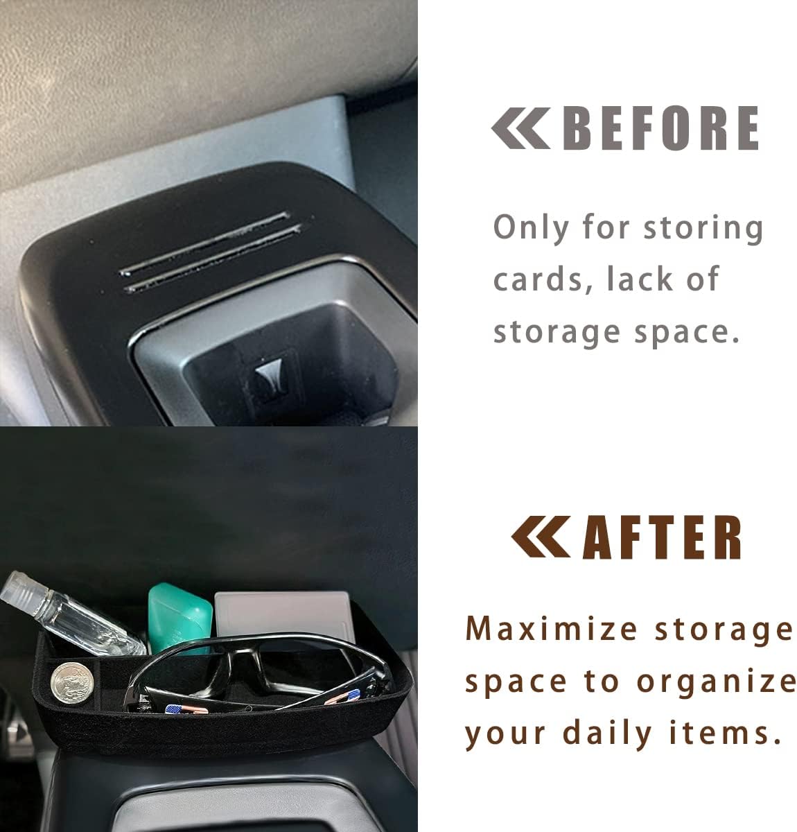Muslogy for VW ID.4 Sunglasses Tray Console Card Slot Organizer Storage Flocked Interior Accessories Compatible with VW Volkswagen ID4 2021 2022 (2021-2022 Card Slot Organizer) Does Not Fit 2023+