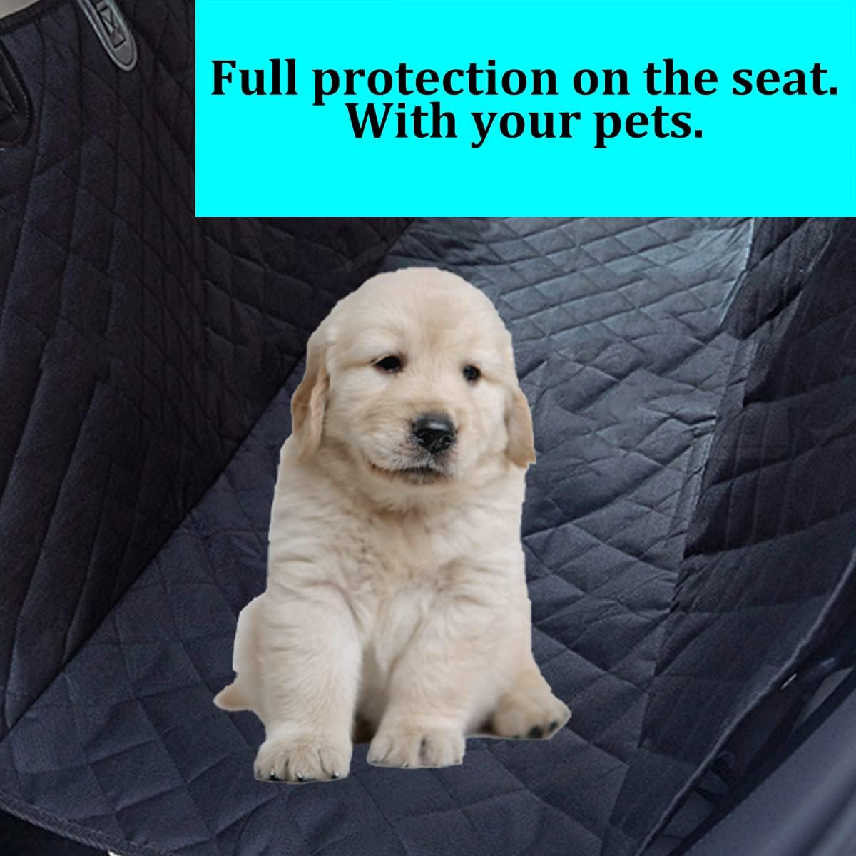 Muslogy for Bronco Sport/Bronco Rear Pet Seat Cover, Waterproof Scratch Proof Nonslip Pet Dog Back Seat Covers Hammock Come with Belt Dog Chain & Lint Brush
