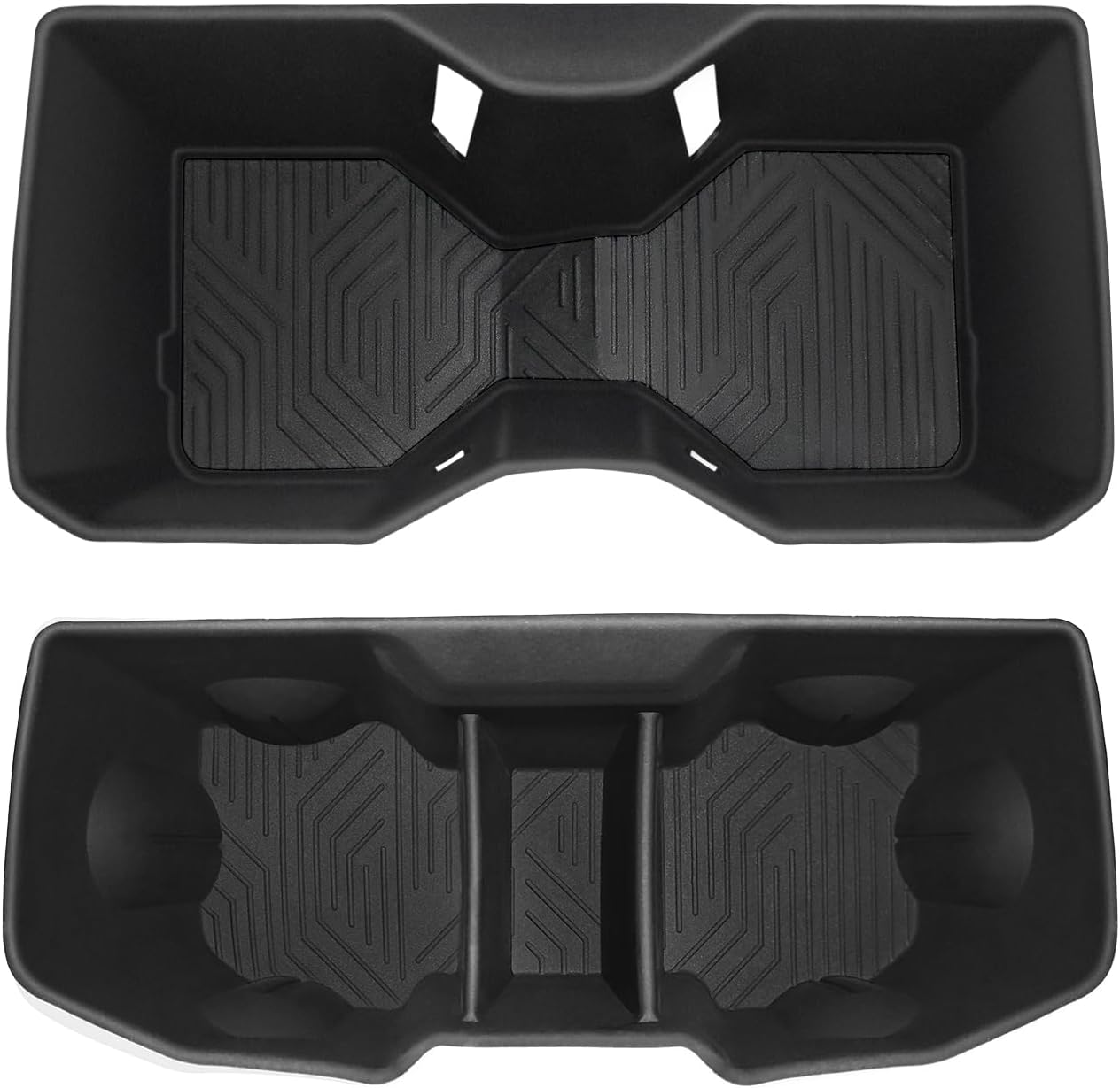 Muslogy Center Console Front&Rear Cup Holder Inserts Compatible with 2024 2025 Toyota Tacoma Accessories Middle Console and Rear Armrest CupHolder Silicone Rubber Organizer 2PCS Set