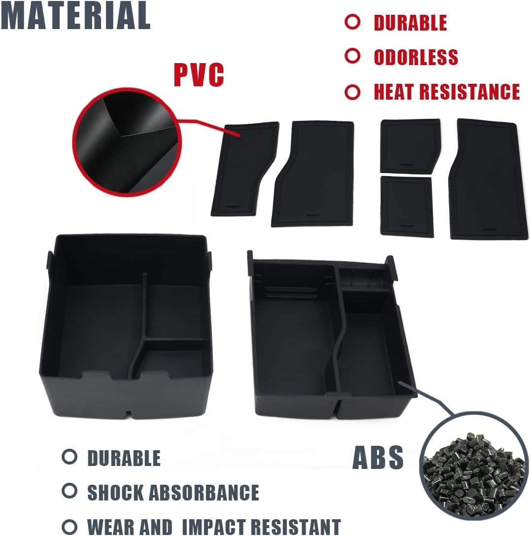 Muslogy for Maverick Center Console Organizer Tray 2 Layers Armrest Storage Box Secondary Insert Tray ABS Material Pickup Interior Accessories Compatible with Ford Maverick 2022 2023 2024 (Black)
