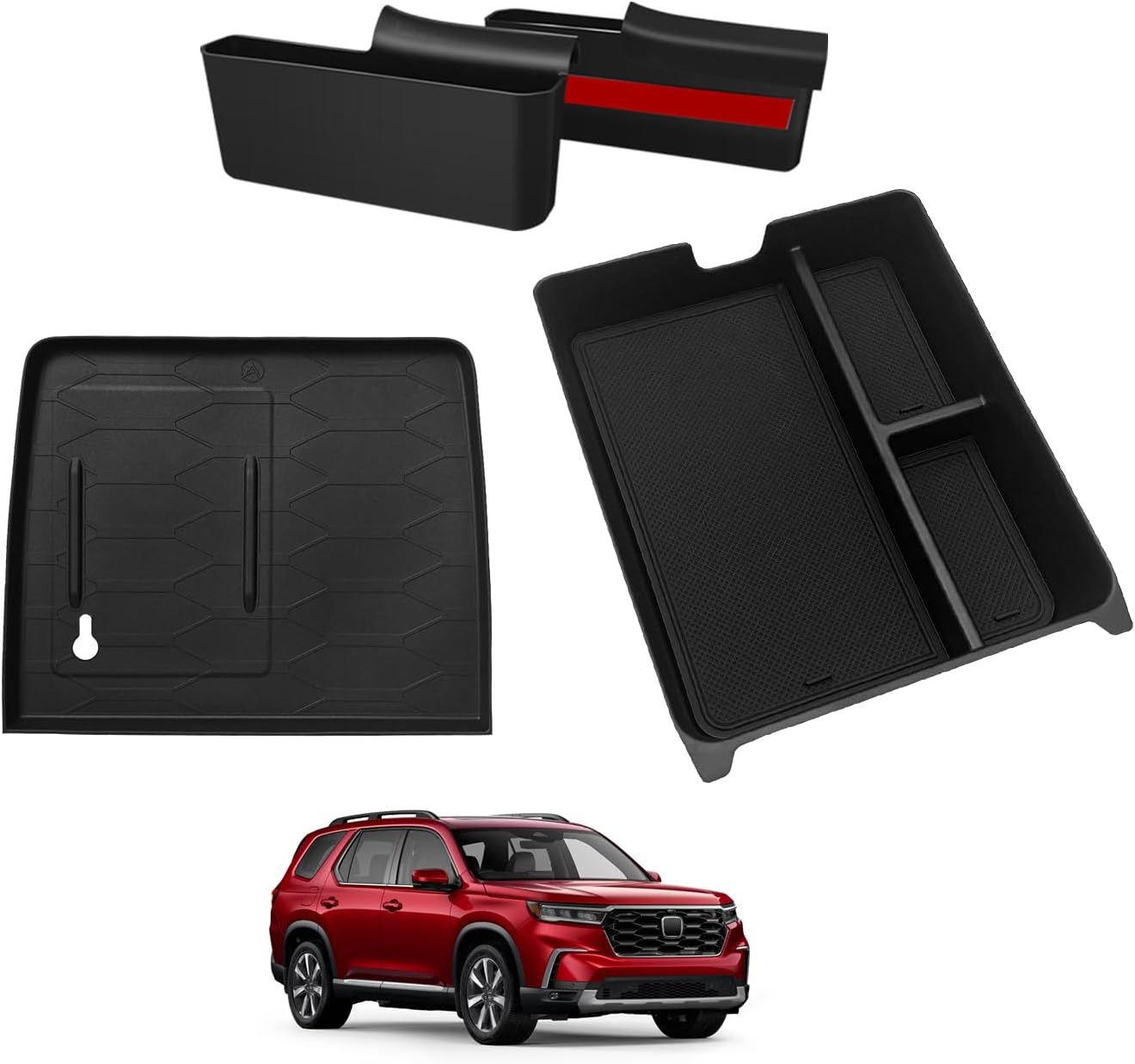 Muslogy for 2025 2024 2023 Pilot Center Console Shifter Storage Box ABS Material Console Side Organizer Left & Right Set Compatible with Honda Pilot 2023-2025