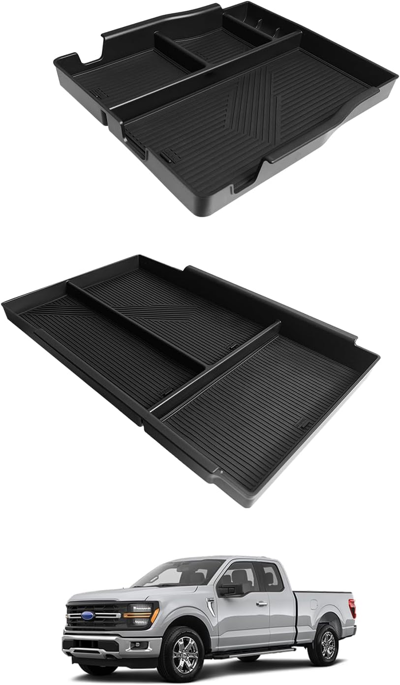 Muslogy Jump Seat Center Console Organizer Fits for Ford F150 2021-2024 2025 Accessories Storage Insert Box Console Armrest Divider(Jump Seat ONLY) - Upper Organizer