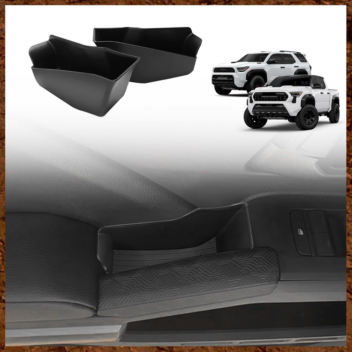 Muslogy Front Door Handle Inserts Box Interior Storage Organizer Compatible with 2024 2025 Toyota Tacoma & 2025 4Runner Accessories Door Grab Handle Pocket Side Armrest Phone Pocket Organizer 2PCS