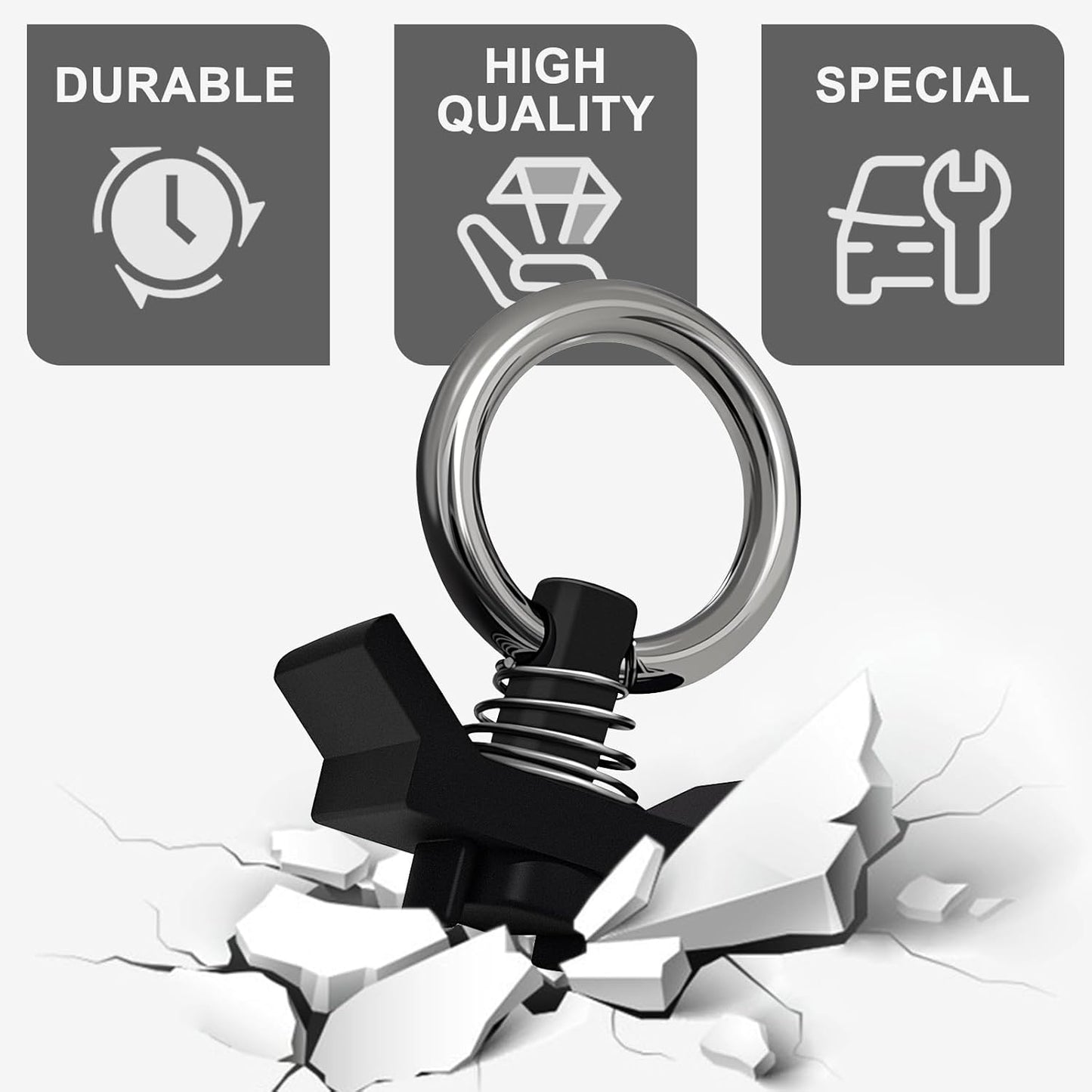 Muslogy Mounting Snap-in Bed Tie Down Anchors Compatible with 2015+ Ford F150 & 2017+ F250/F350/F450 Tie-Down Anchors Mount Hooks Patent Pending Securing Cargo 2PCS(Not for Spray-in Liner Beds)