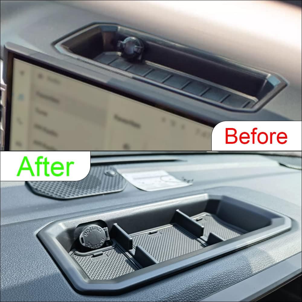 Muslogy for Tundra 2022-2024 Dash Storage Box Tray Center Console Organizer Compatible with Toyota Tundra 2022 Interior Accessories PVC Black Trim