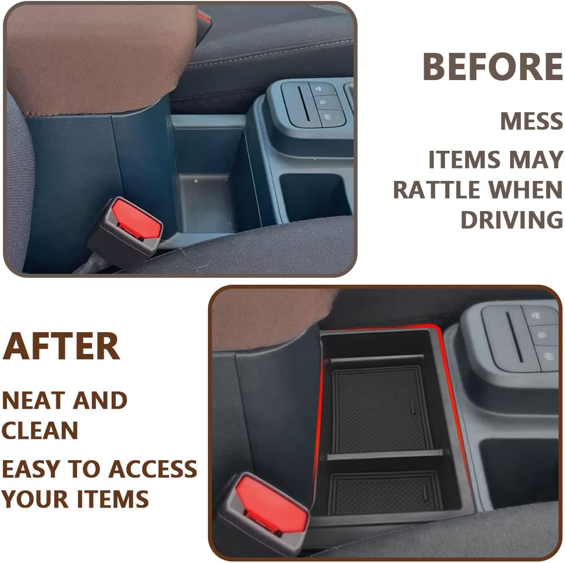 Muslogy for Maverick 2023 2022 Center Console Organizer Gear Shift Storage Box ABS Material Insert Tray Compatible with Ford Maverick 2022 2023 2024 Accessories (Black)
