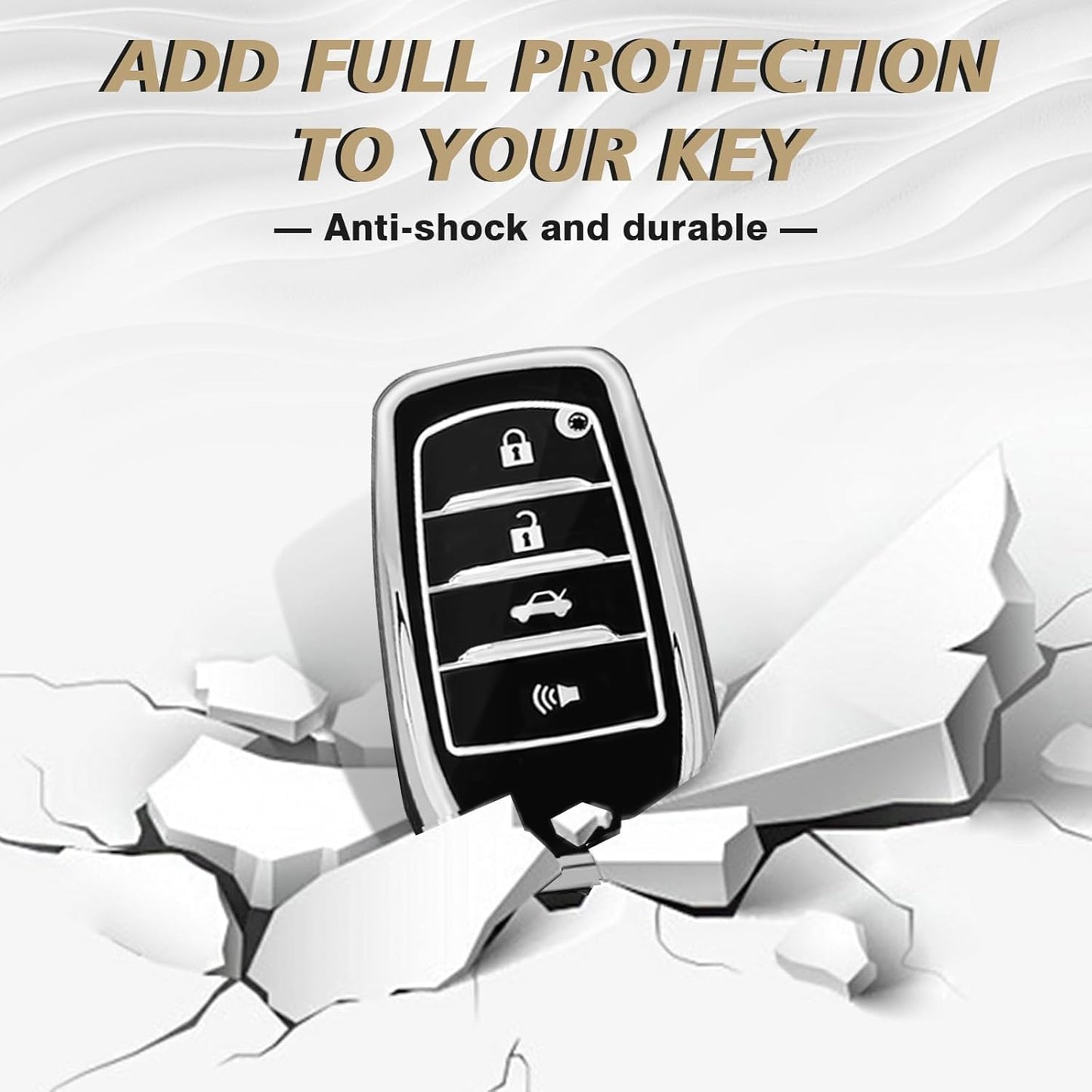 Muslogy Key Fob Cover Compatible with Toyota Camry 2025 Accessories Soft TPU Key Fob Case Protector Remote Keyless Keychain