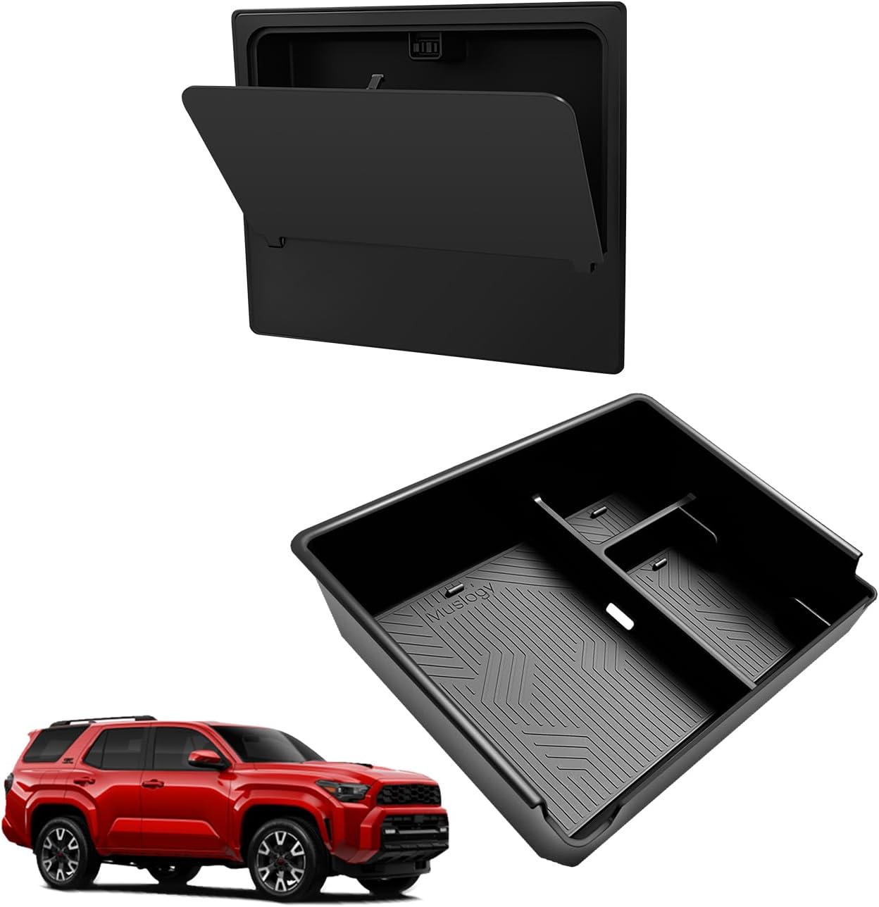 Muslogy Center Console Hidden Storage Box Compatible with 2025 2026 Toyota 4Runner Accessories Armrest Privacy Hidden Design Middle Console Secret Organizer Compartment ABS Material Large Opening