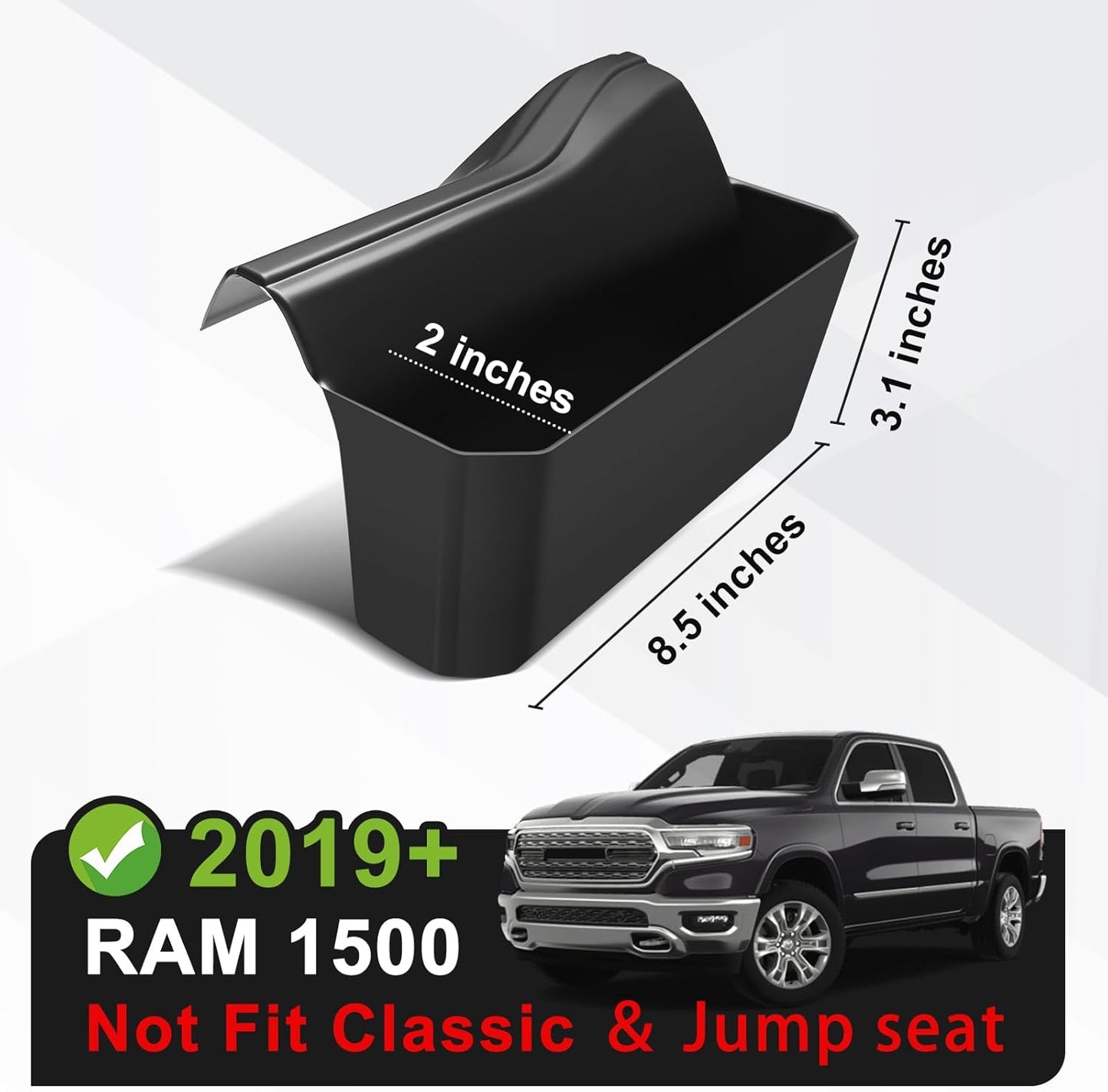 Muslogy Center Console Organizer Compatible with 2019-2025 Ram 1500 Accessories Shifter Storage Box ABS Material Console Phone Pocket Gear Shift Organizer Divider 2PCS Set(Not Fit Classic & Jump seat)