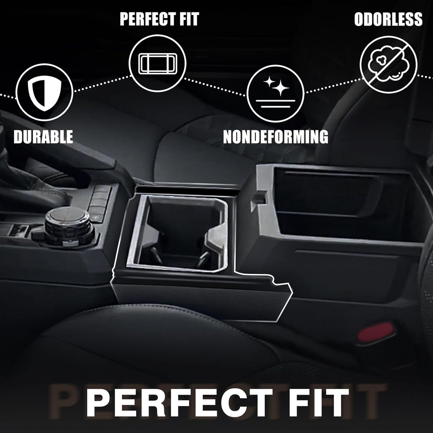 Muslogy Center Console Organizer Hanging Storage Box Compatible with 2024 2025 Toyota Tacoma & 2025+ 4Runner Accessories Console Left & Right Phone Pocket Gear Shift Side Organizer