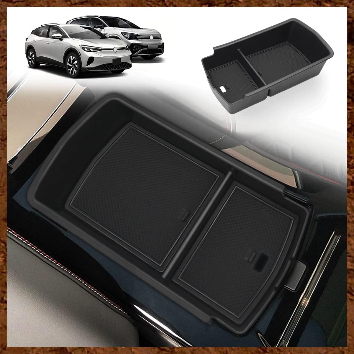 Muslogy for VW ID.4 Sunglasses Tray Console Card Slot Organizer Storage Flocked Interior Accessories Compatible with VW Volkswagen ID4 2021 2022 (2021-2022 Card Slot Organizer) Does Not Fit 2023+