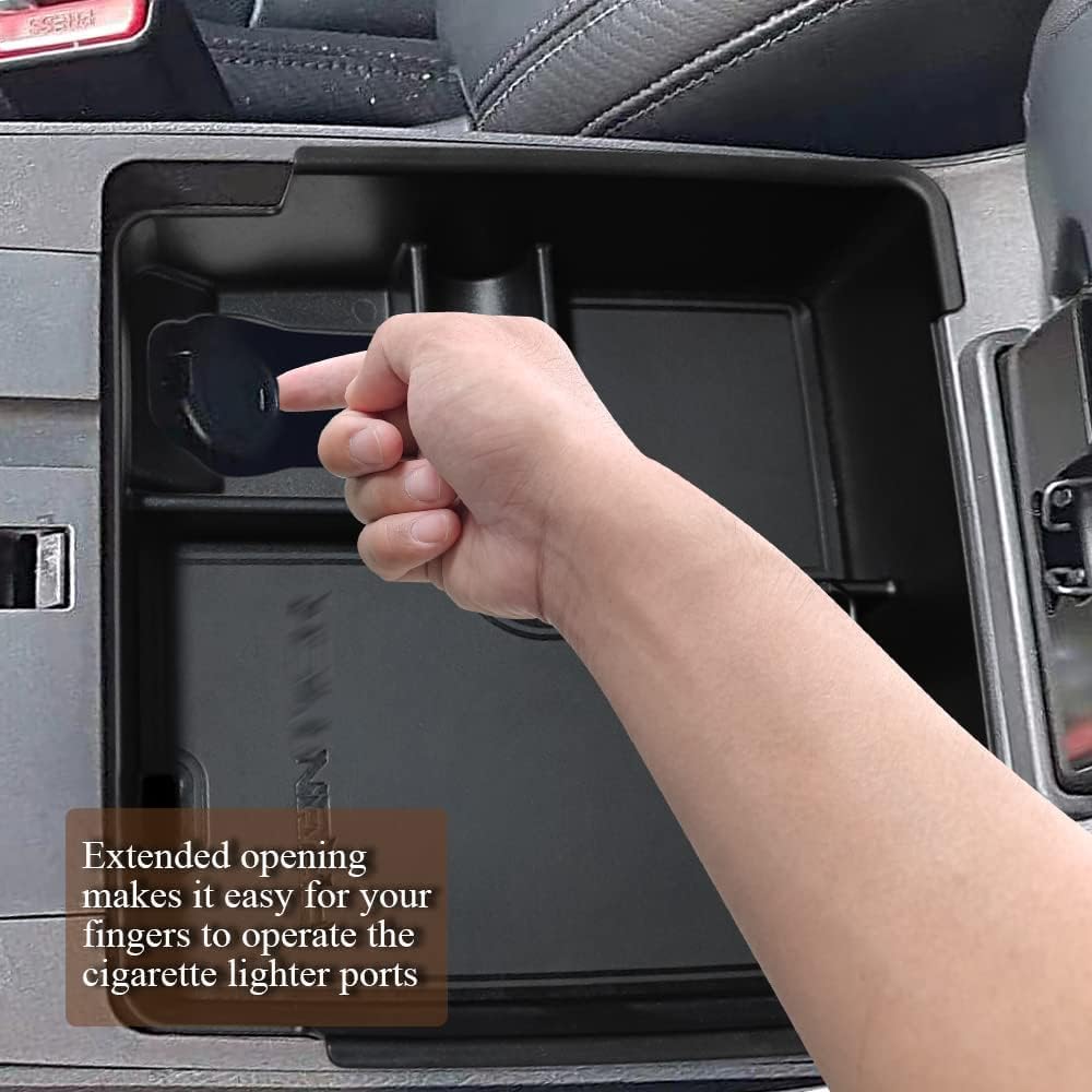 Muslogy Center Console Organizer Insert Tray Storage Box Accessories Armrest Organizer Compatible with Frontier 2022 2023 2024 2025(Black Leather)