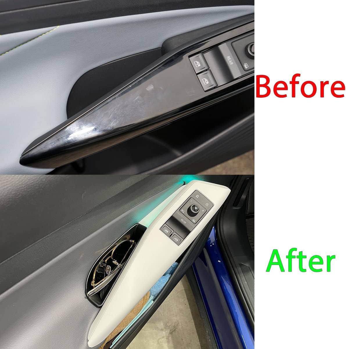 Muslogy for VW ID.4 Door Handle Storage Box Set of Four Accessories Armrest Cover, Front Door and Rear Door Compatible with VW ID 4 ID4 2021 2022 2023
