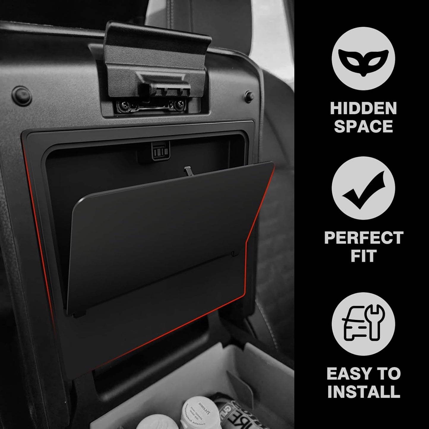 Muslogy Center Console Hidden Storage Box Compatible with 2025 2026 Toyota 4Runner Accessories Armrest Privacy Hidden Design Middle Console Secret Organizer Compartment ABS Material Large Opening