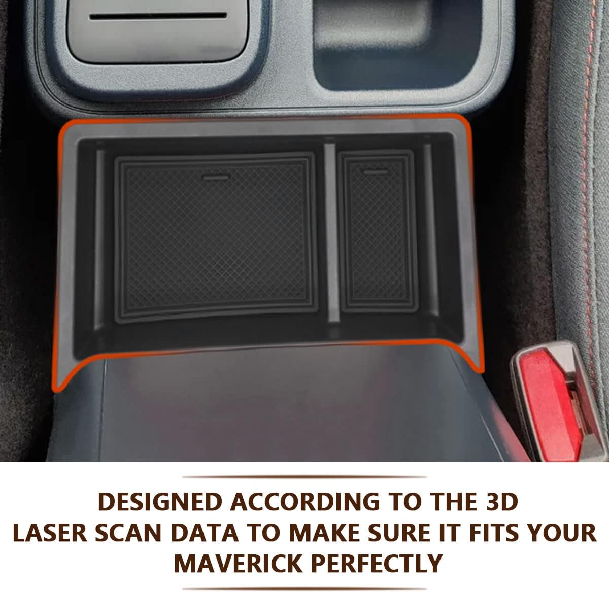 Muslogy for Maverick 2023 2022 Center Console Organizer Gear Shift Storage Box ABS Material Insert Tray Compatible with Ford Maverick 2022 2023 2024 Accessories (Black)