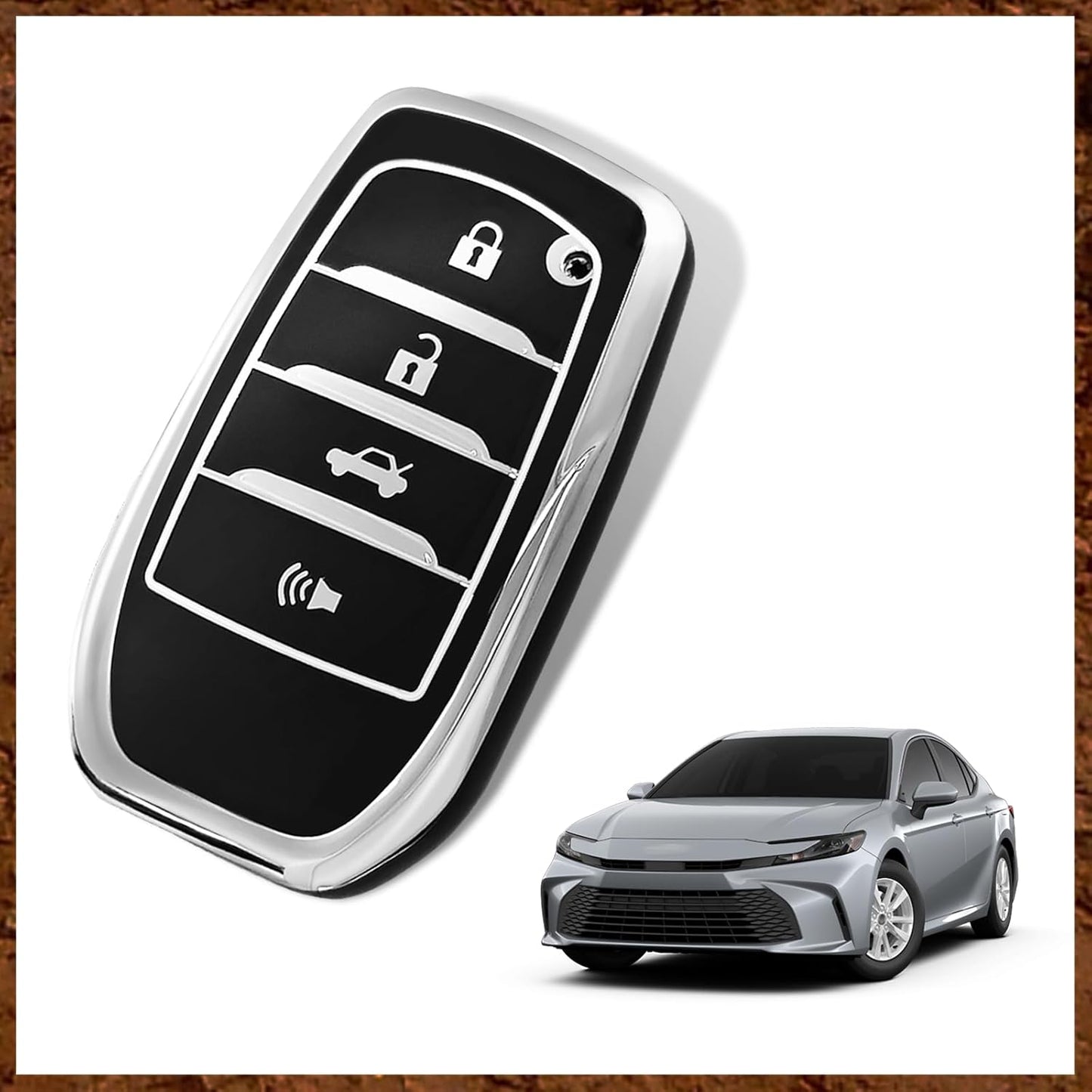 Muslogy Key Fob Cover Compatible with Toyota Camry 2025 Accessories Soft TPU Key Fob Case Protector Remote Keyless Keychain