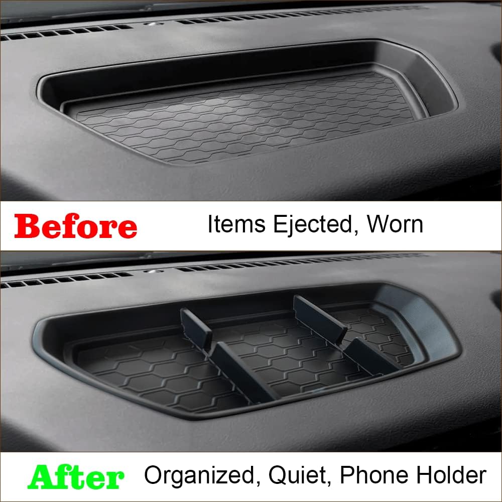 Muslogy Compatible with Nissan Frontier 2024 2023 2022 Accessories Dashboard Insert Tray Storage Box Phone Holder Non-Slide Silicone Rubber Interior Organizer (Won't Fit 2025 Frontier)