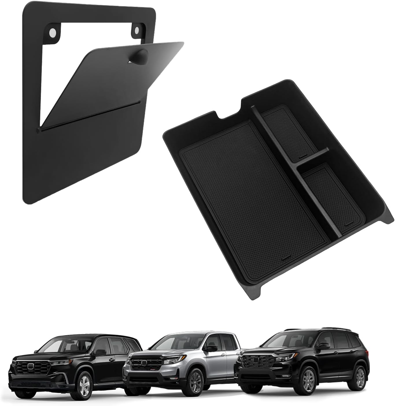 Muslogy Center Console Hidden Storage Box Compatible with Honda Pilot 2023 2024 2025, 2024-2026 Ridgeline/Passport Magnet Armrest Secret Compartment Center Console Organizer(Hidden Organizer)