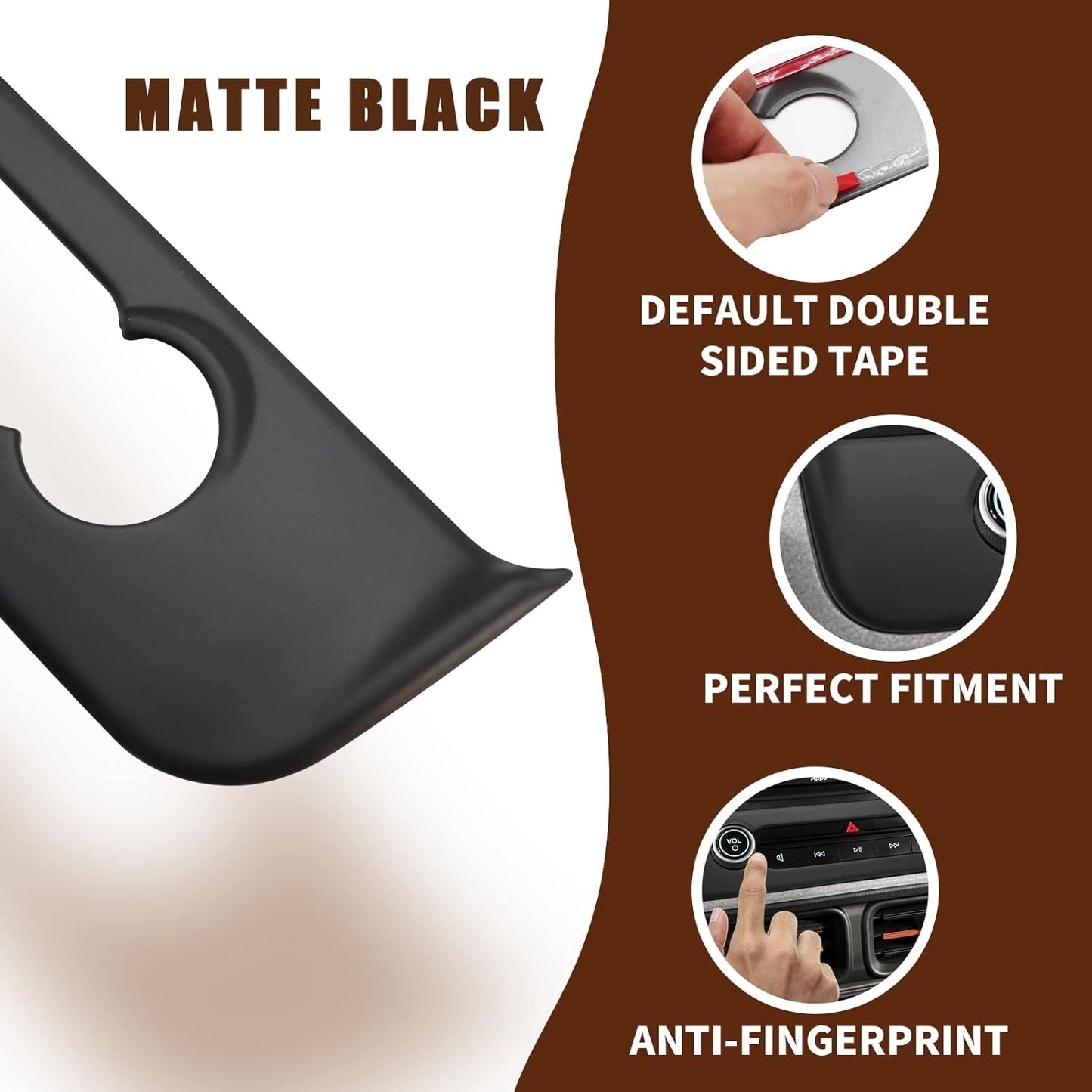 Muslogy Compatible with Ford Maverick Trim Piece Around Radio Controls Center Console Radio Multimedia Control Volume Knob Trim Cover 2022 2023 2024 2025 Accessories (Matt Black)