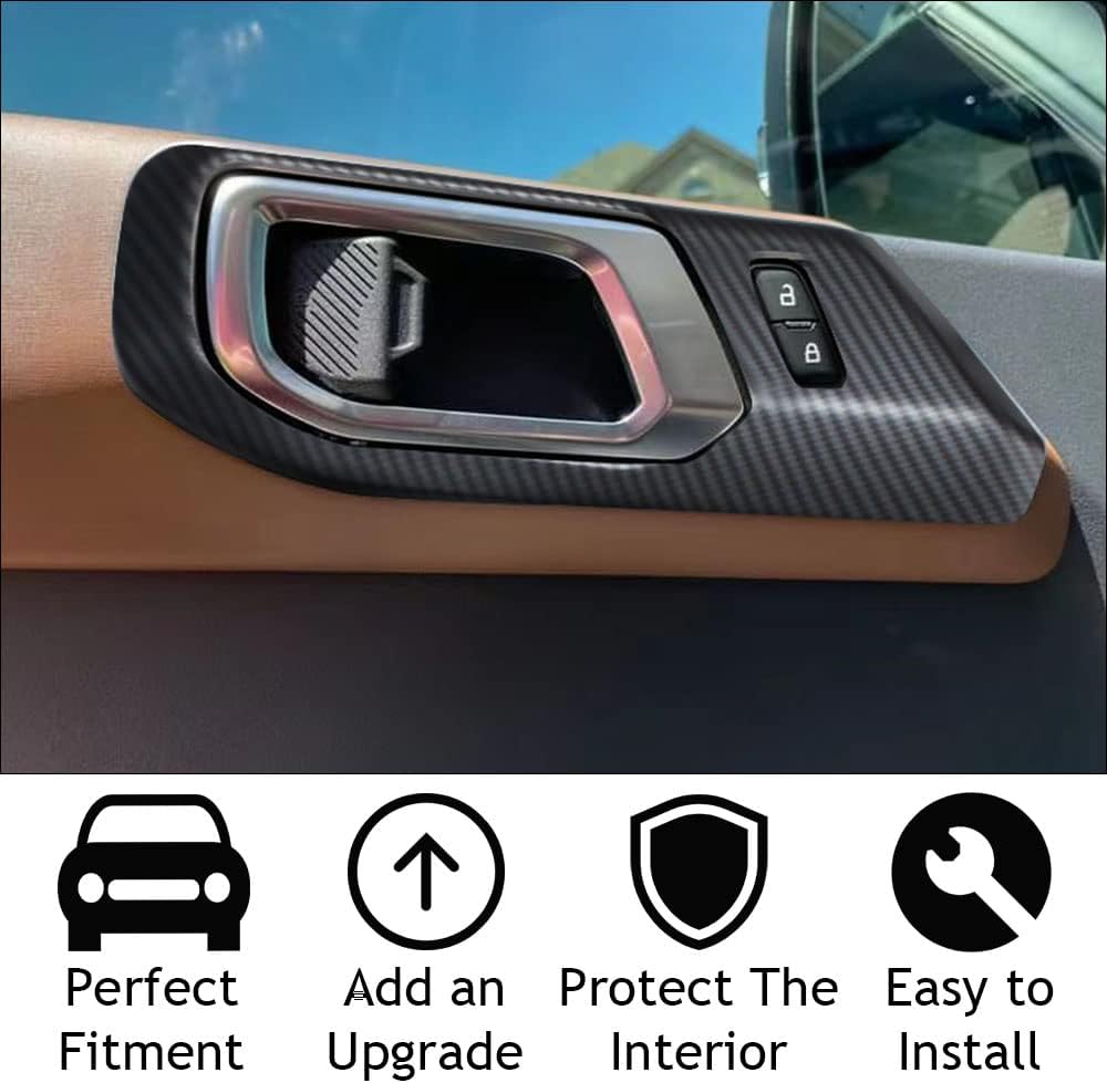 Muslogy Compatible with Ford Bronco 2023 2024 4Door Set of 9 Interior Modification Covers Gear Shift Panel Trim Inner Door Handle Bowl Steering Wheel Cover for Bronco 2021-2024 (Matt Carbon Fiber)