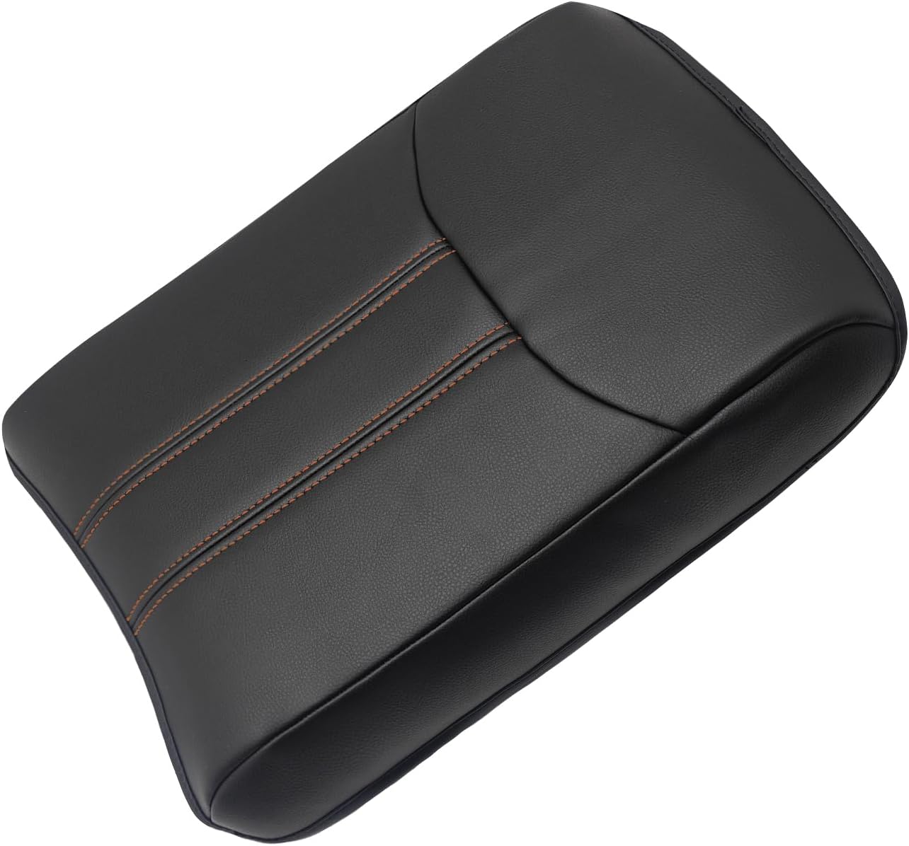 Muslogy Center Console Cover Compatible with Honda Pilot 2023 2024 2025, 2024-2026 Ridgeline/Passport Accessories Armrest Pad Lid Cushion Console Protector Vegan Leather Extra Soft(Black/Orange Trim)