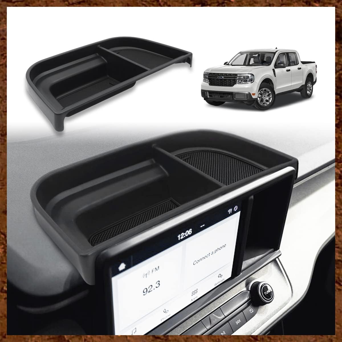 Muslogy Dashboard Storage Organizer Compatible with 2025 Ford Maverick Accessories Center Console Insert Tray with Magnetic Lid Hidden Panel Secret Compartment Fits 2025 Maverick Behind Screen