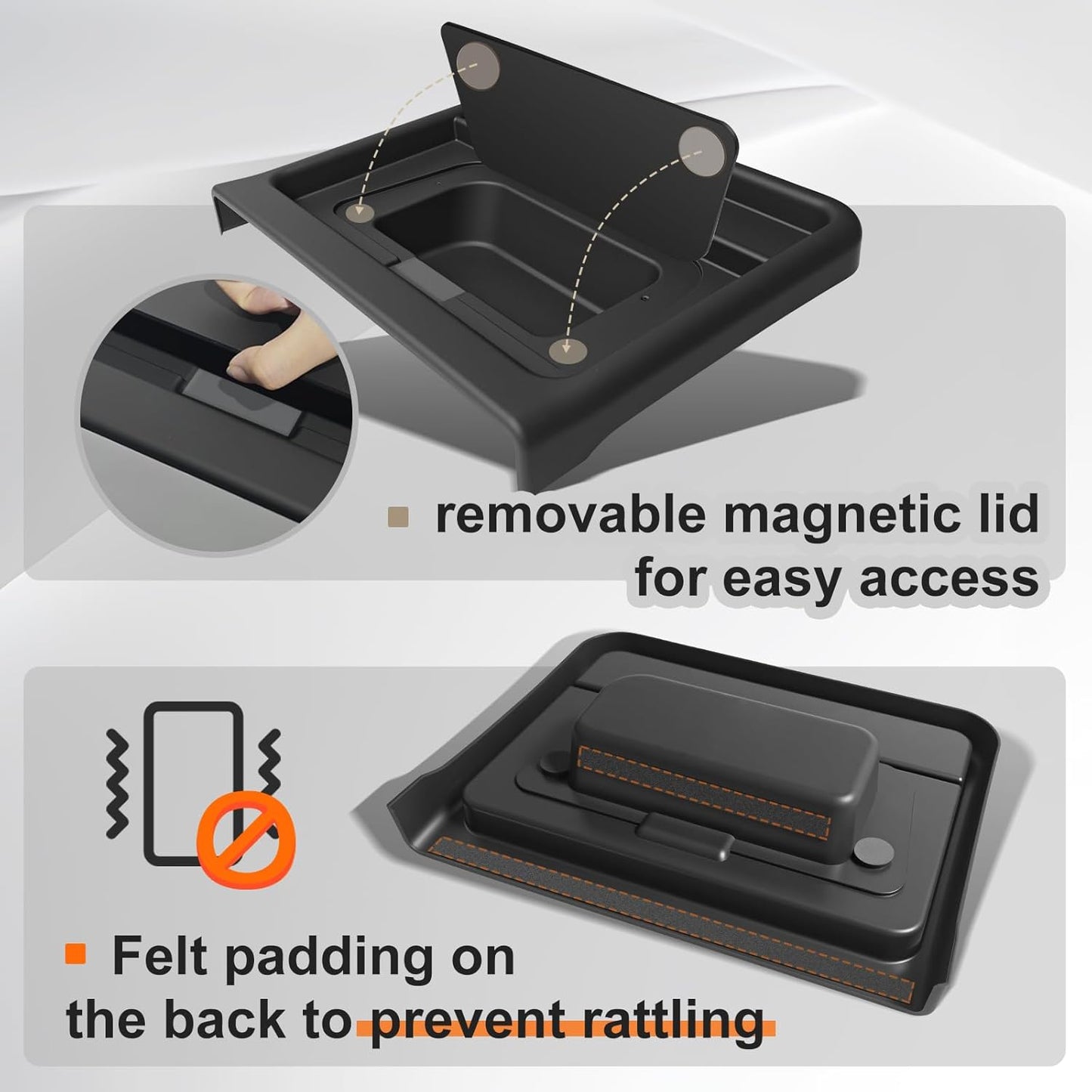 Muslogy Dashboard Storage Organizer Compatible with 2025 Ford Maverick Accessories Center Console Insert Tray with Magnetic Lid Hidden Panel Secret Compartment Fits 2025 Maverick Behind Screen